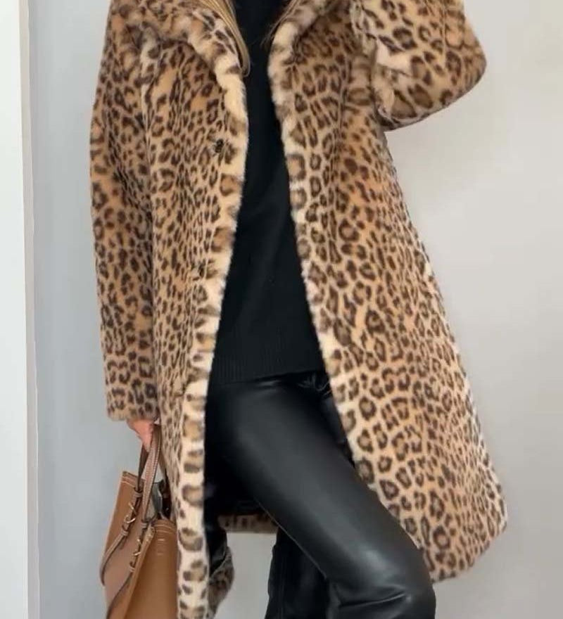 Leia - Dlhý Kabát s Leopardím Vzorom