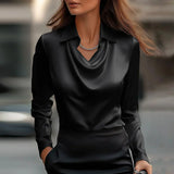 Inês - Luxurious Satin Blouse with Delicate neckline