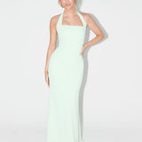 Clarisa – Maxi Halter Šaty s Tvarovaným Strihom" can be rewritten as "Clarisa – Maxi Halter Dress with Tailored Fit.