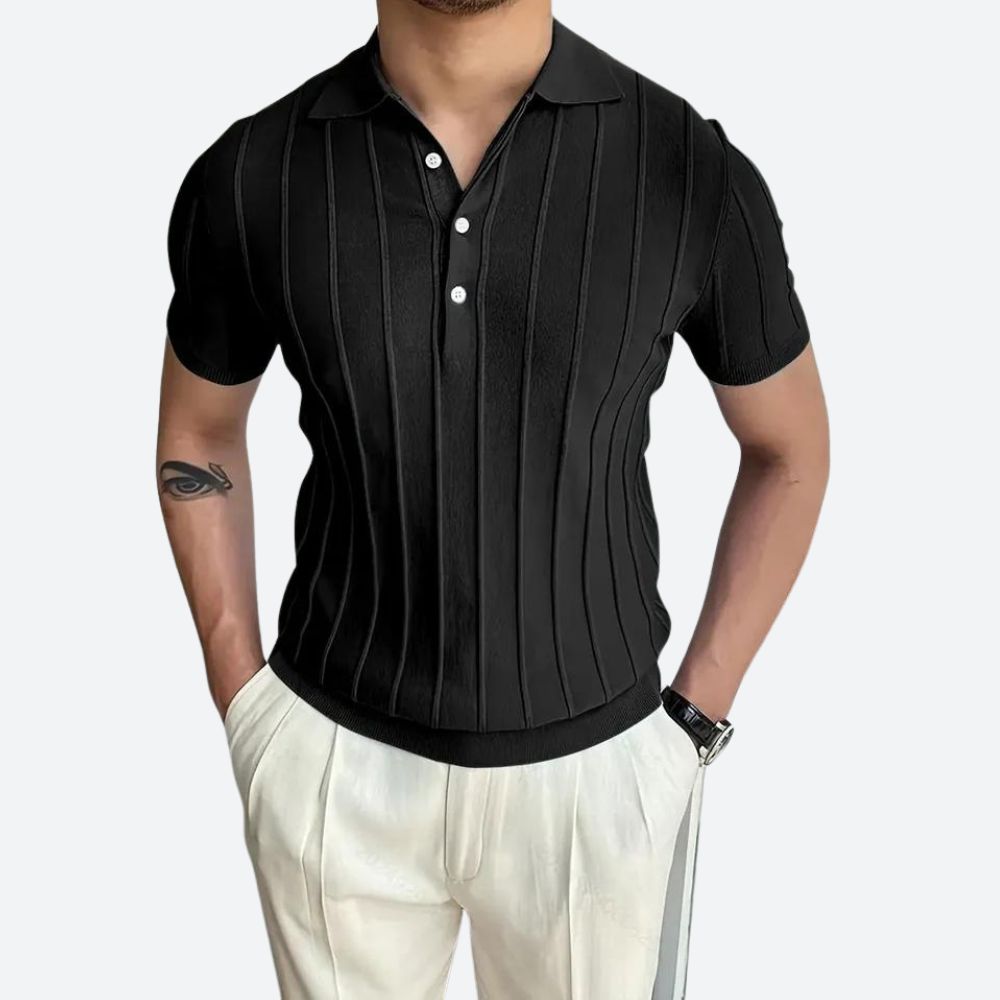 Elastické polo tričko s V-výstrihom