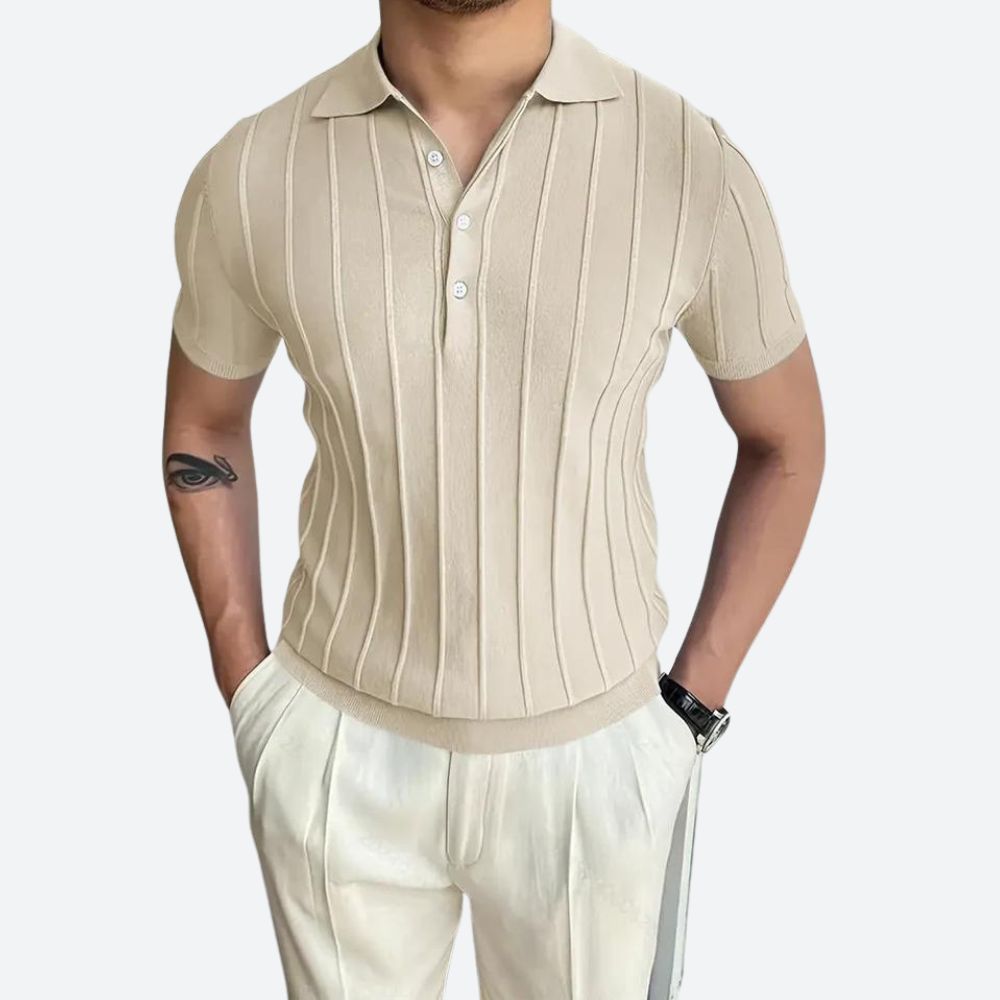 Elastické polo tričko s V-výstrihom
