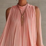 Rúžové Chiffon Mini Šaty Magdalena s Halter Výstrihom