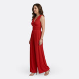 Leonor - Elegantný overal bez rukávov s voľnými nohavicami