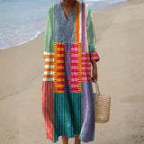 Eva - Dlhé viacfarebné patchwork šaty