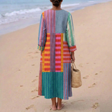Eva - Dlhé viacfarebné patchwork šaty