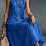 Boho Midi Šaty Daniela s Motívom Vodných Dračích Hmyzu