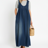 Karen | Dlhé vintage denimové šaty s nádychom jemnej bavlny