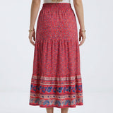 Boho midi sukňa s kvetinovým vzorom