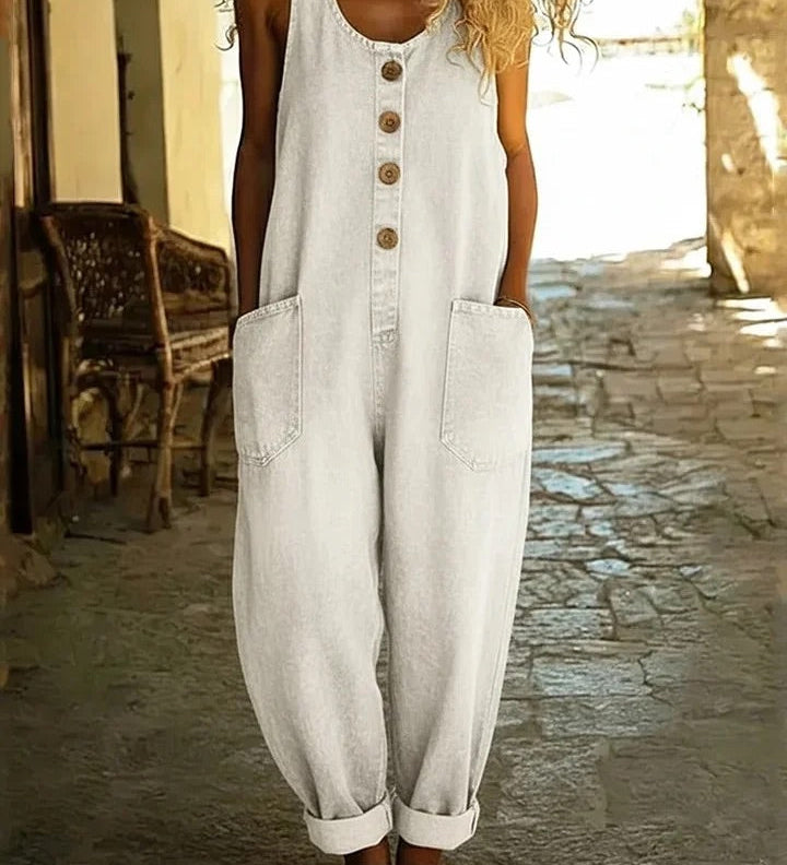 Graça - Distressed Vintage Denim Overalls