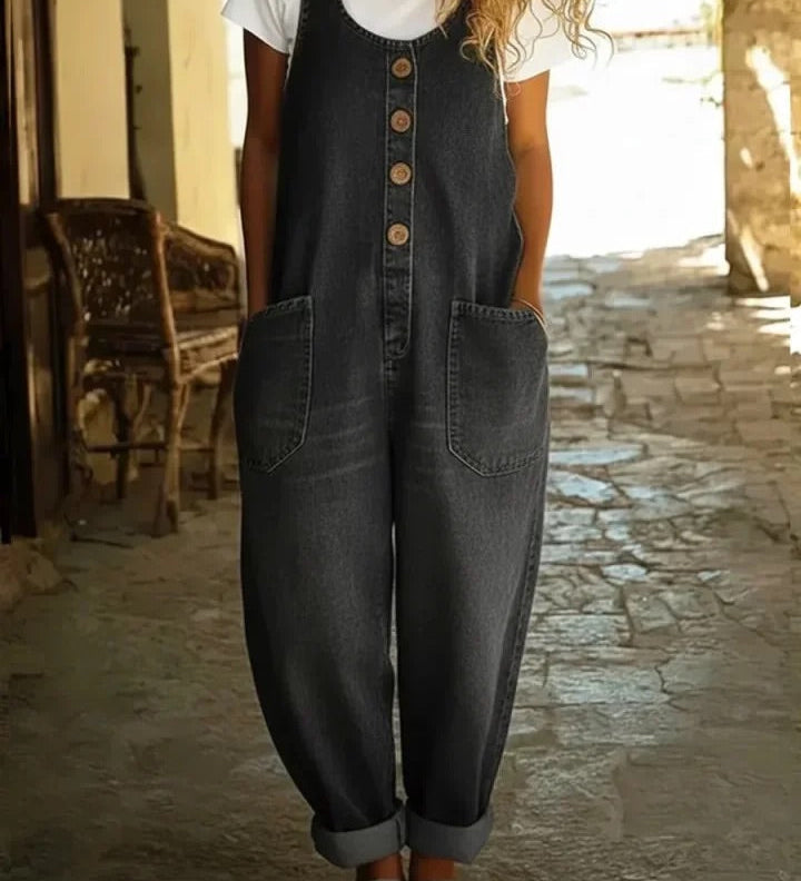 Graça - Distressed Vintage Denim Overalls