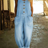 Graça - Distressed Vintage Denim Overalls