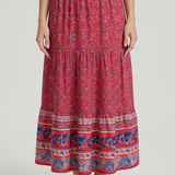 Boho midi sukňa s kvetinovým vzorom